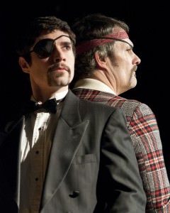 Rugby (left- Séamus Miller) is a servant who hilariously translates the halting English and mimics the eccentric habits of his boss, the French doctor, Caius (right- Scott Alan Small). Teresa Castracane Photography. 
