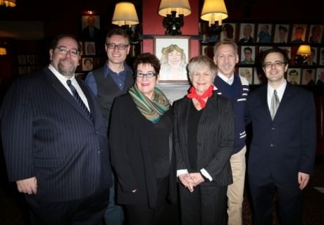Producer Larry Kaye, Eric Coble, Molly Smith, Estelle Parsons, Stephen Spinella, and Producer Van Dean. Photo by Walter McBride for BroadwayWorld.