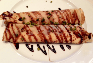 Chocolate and Pistachio Crepes.