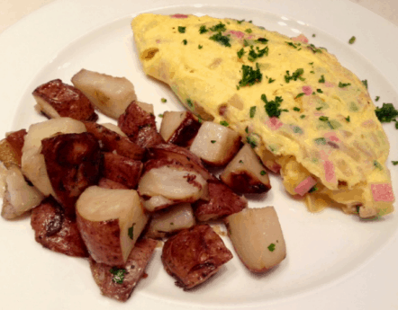 Omelette with red potatoes at Malmaison.