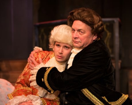  Mozart (Rick Lyon-Vaiden) and Antonio Salieri (Jeff Murray). Photo  courtesy of Fells POint Corner Theatre.