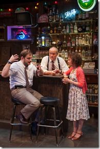 'Stella & Lou' at Northlight Theatre. Directed by BJ Jones. Pictured: Ed Flynn, Francis Guiman, and Rhea Perlman. Photo by Michael Brosilow
