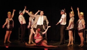 Leo (Brian Sackett) and the Chorus Girls of ‘The Producers.’ Photo by Steve Tyler.