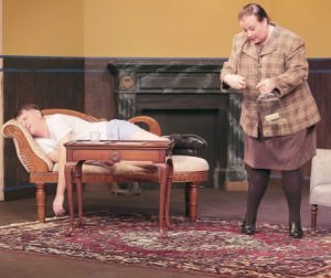 The Vicar (Brendan Perry) and Miss Skillon (Carleigh Jones) in 'See How They Run.' Photo courtesy of Greenbelt Arts Center.