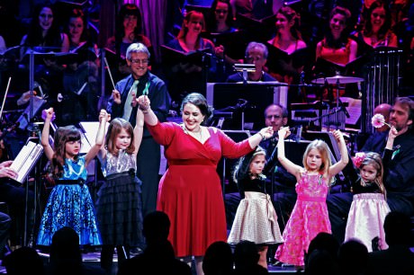 Nikki Blonsky and Newtown Girls: (L to R: Hailey Avari, Lauren Smiley, Lauren Jacobs, Devyn Reilly and Meghan Bailey). Photo by Grace Rainer Long. 