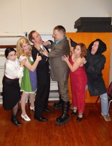 The cast of 'Young Frankkenstein' in rehearsal. Photo courtesy of The Alliance Theatre.