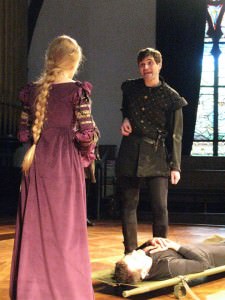 Lily Kerrigan (Lady Anne Neville) and Chris Cotterman (Richard III). Photo courtesy of The Baltimore Shakespeare Factory.
