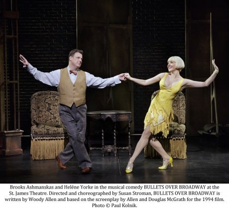 Heléne Yorke (Olive) and Brooks Ashmanskas (Warner Purcell) in 'Bullets Over Broadway.' Photo by Paul Kolnik.