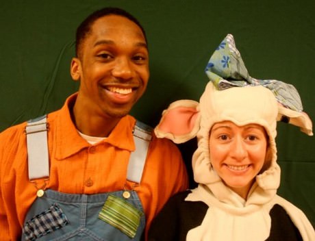 Jack (Derek Cooper) and his best friend, and Daisy (Kelsey Painter). Photo courtesy of Pumpkin Theatre.