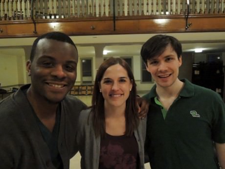 Julie Dixon (Violet) and her two suitors: Jonathan Randle (left) and Zach Roberts.