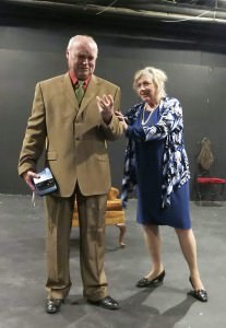 Mr. Shanks (Larry LaRose) and Mrs. Muriel Wicksteed (Phyllis Kay). Photo by  Gretchen Jacobs.