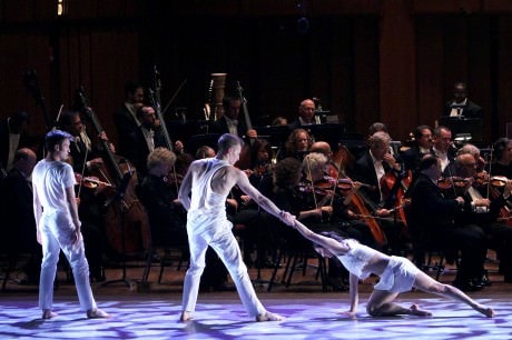 NEW MOVES-symphony   dance_Keigwin   Company_Matthew Baker, Kile Hotchkiss, Ashley Browne.Photo by Kyle Manfredi.