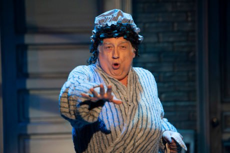 The Irish Landlady (Ed Dixon) sings “A Real Woman” in “Cloak and Dagger,” now playing at Signature Theatre through July 6, 2014. Photo by Margot Schulman.