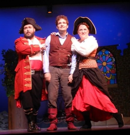 With Jeffrey Grayson  Gates (Pirate King), Timothy Ziese (Frederic), and Wendy Stengel (Ruth). Photo by Harvey Levine.