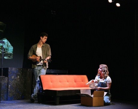 Sam (Josh Altenberg) sings "Unchained Melody" to Molly (Claire Cerand). Photo by Al Tucci.